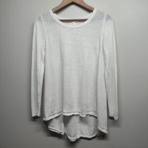 Eileen Fisher Organic Linen Top Women Size M White Long Sleeve Breathable Casual